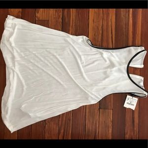 Jersey top & leather detail